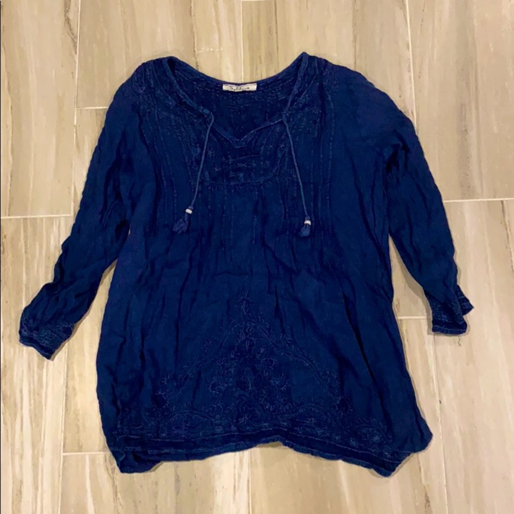 Blue Tasseled Blouse